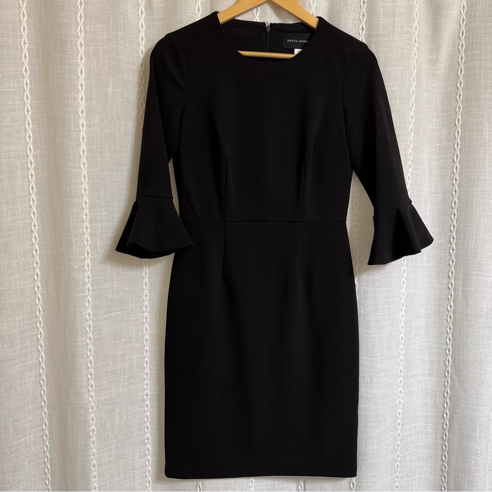 Black Midi Dress with Bell Sleeves